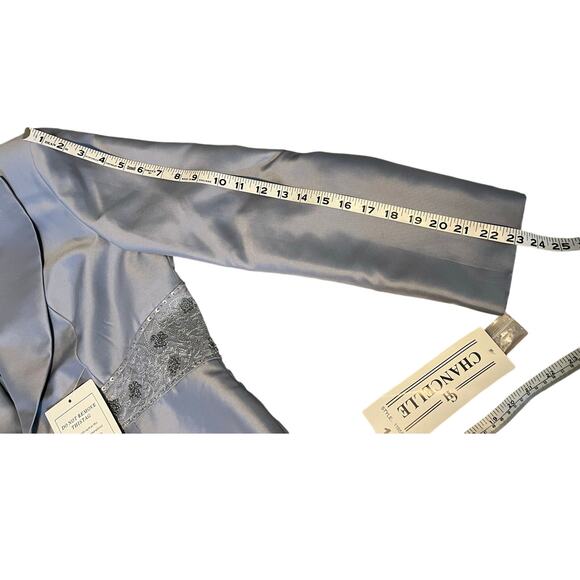 NWT Chancelle Women's Gray Beaded 2pc Blazer and Top Set Size 12 - Picture 14 of 16